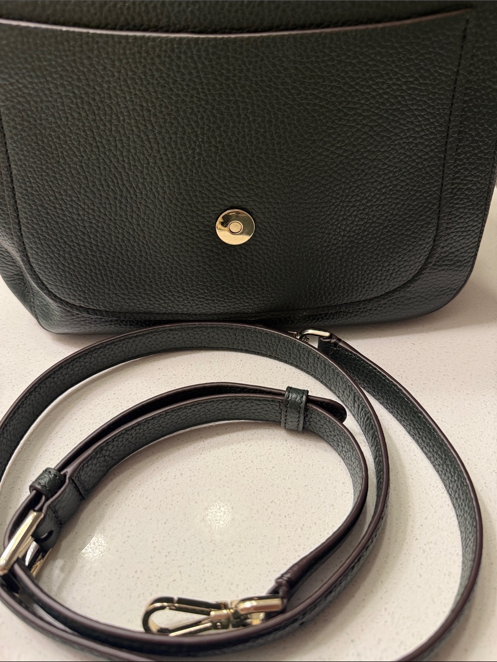 Kate Spade Kailee Medium Flap Crossbody Evergreen Pebbled Leather NWT Rare Green - Picture 11 of 14